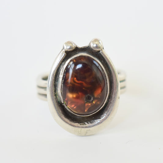 Amber and Sterling Ring